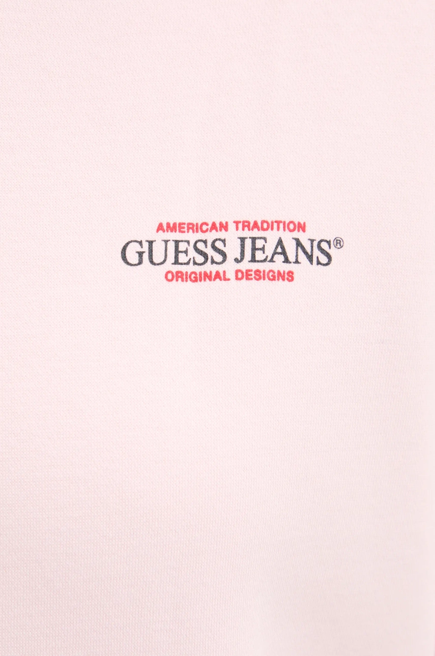 Dukserica Guess Jeans za žene, boja: ružičasta, s kapuljačom, s tiskom, W4BQ21 KC811