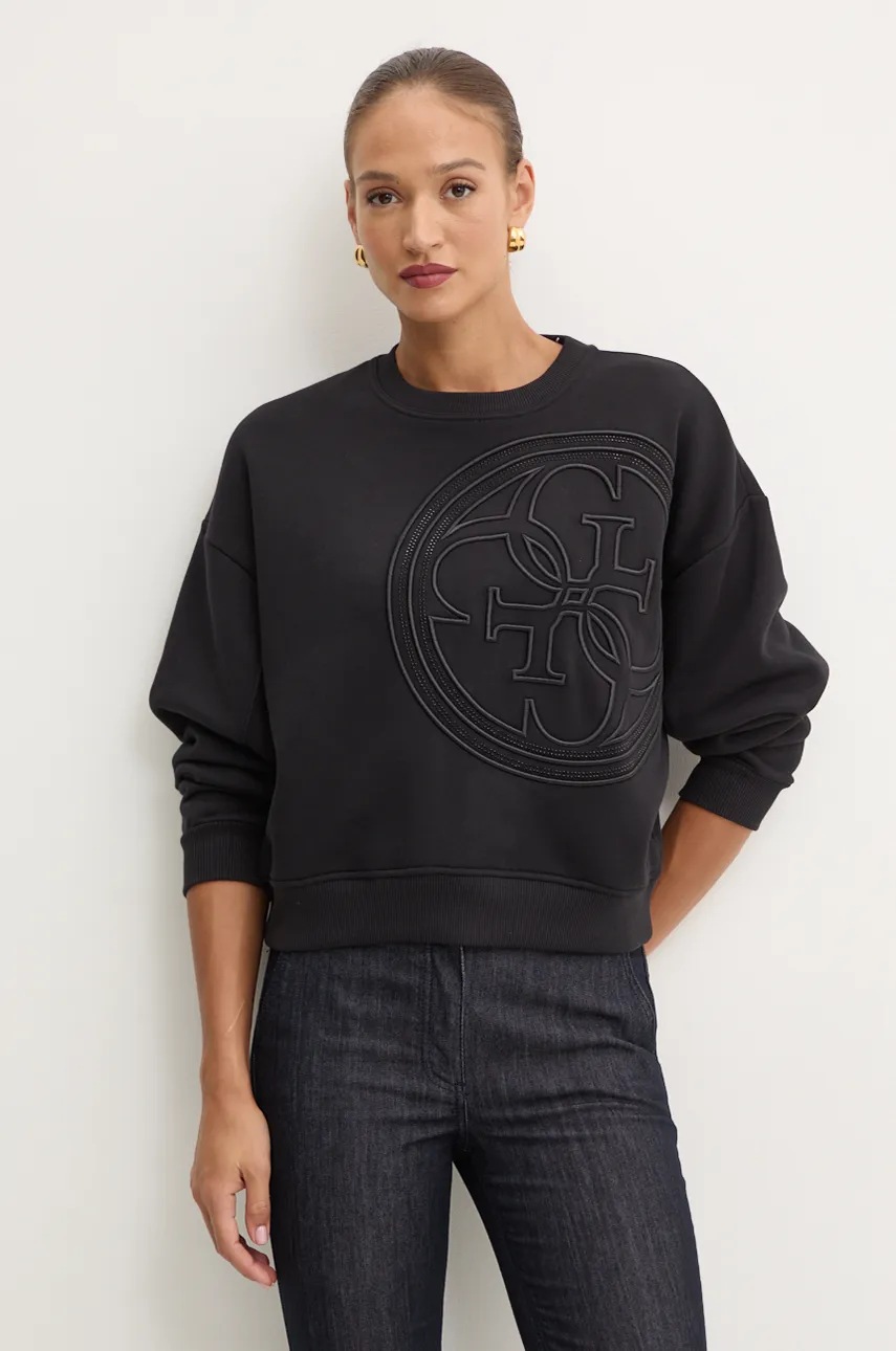 

Суичър Guess в черно с апликация W4BQ07 K9Z21, Черен
