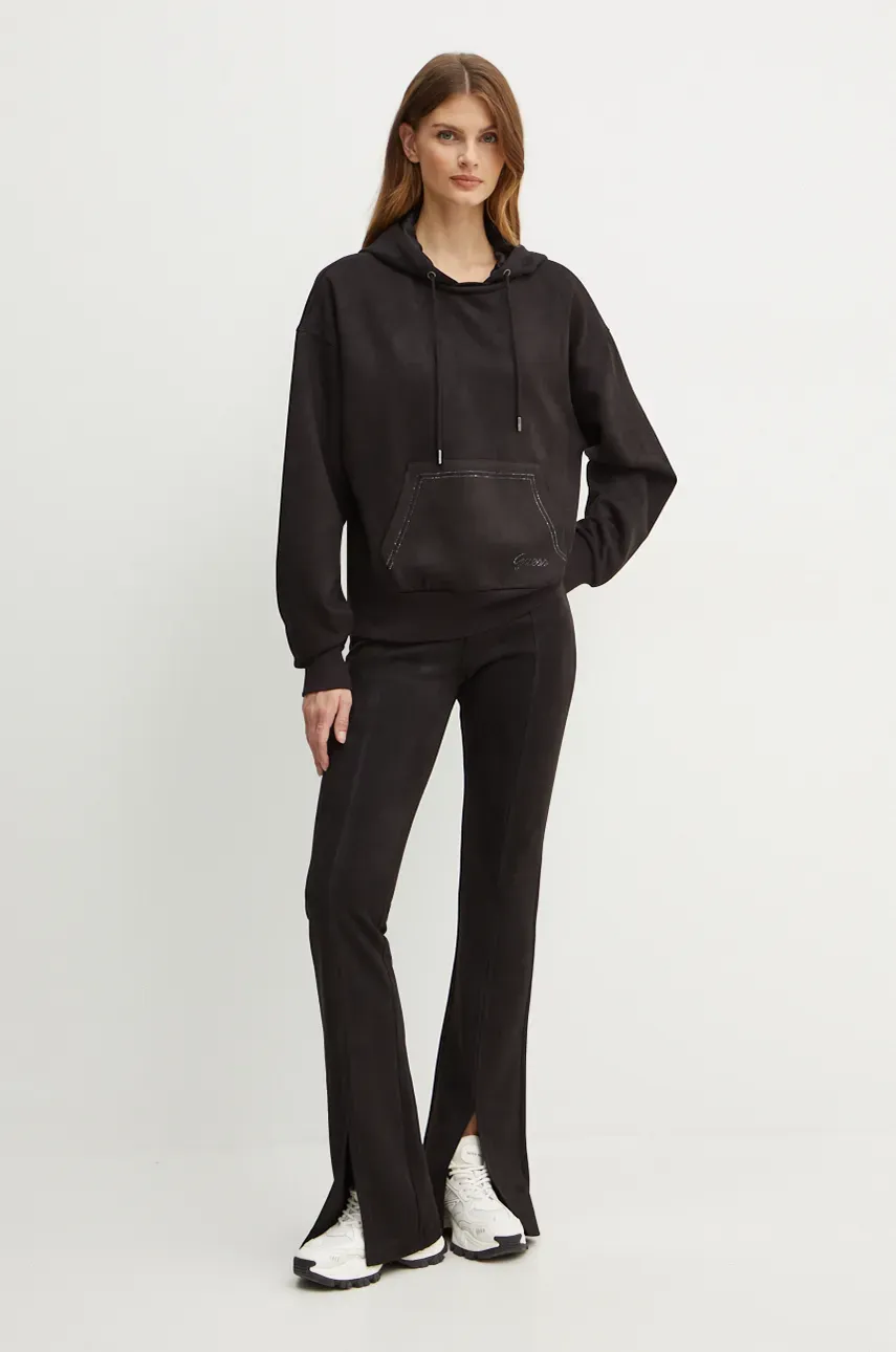 Кофта Guess женская цвет чёрный с капюшоном с аппликацией W4BQ09 KAUJ2 Кофта Guess женская цвет чёрный с капюшоном с аппликацией W4BQ09 KAUJ2