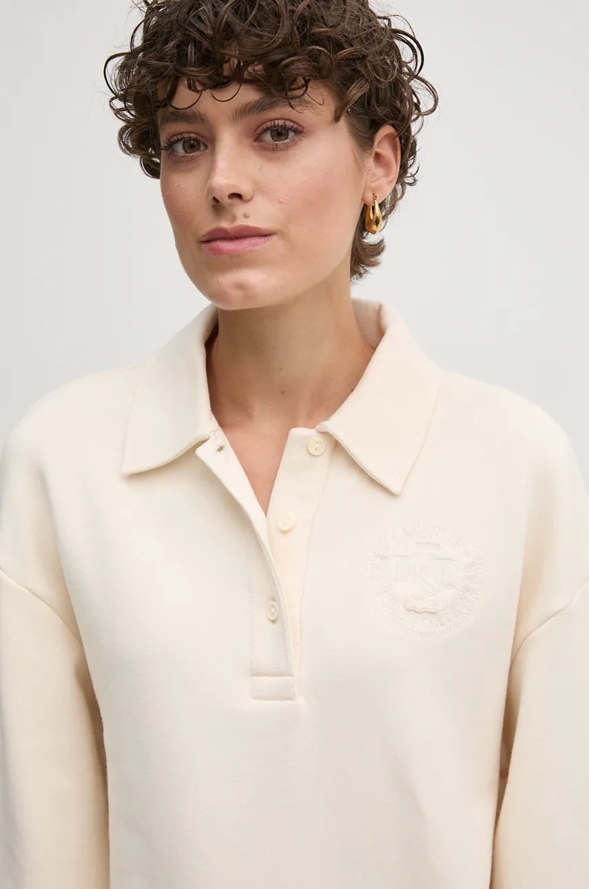 Бавовняна кофта Lacoste жіноча колір бежевий однотонна SF2641 