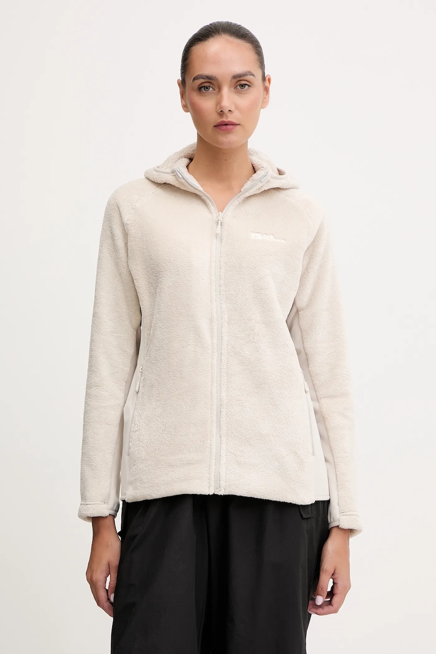 Jack Wolfskin hanorac Rotwand culoarea bej, cu glugă, uni, A61897