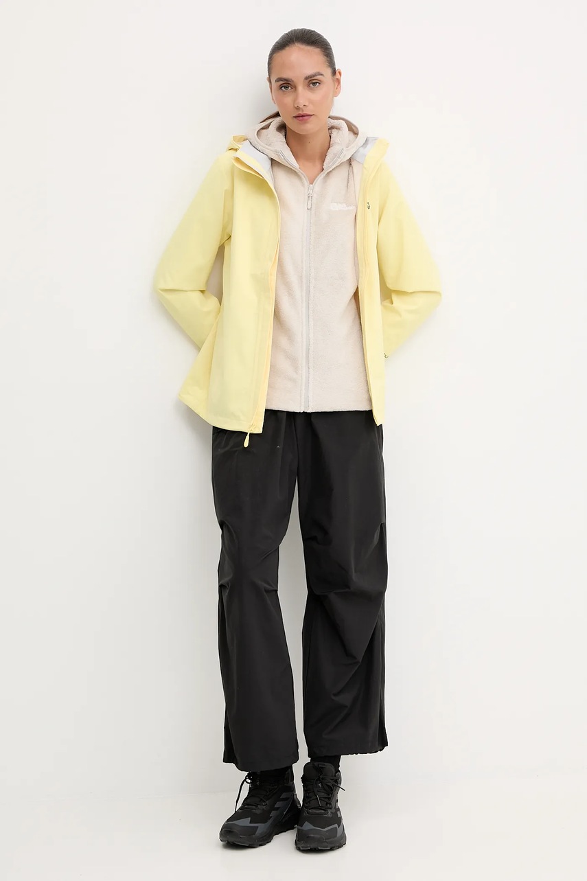 Спортивная кофта Jack Wolfskin Rotwand цвет бежевый с капюшоном однотонная A61897