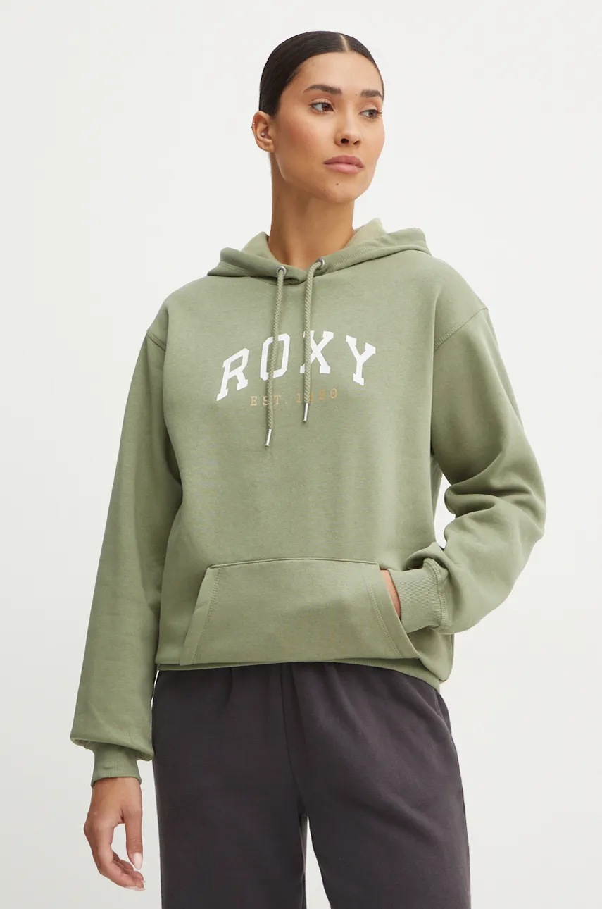 

Суичър Roxy Surf Stoked в зелено с качулка с принт ERJFT04899, Зелен