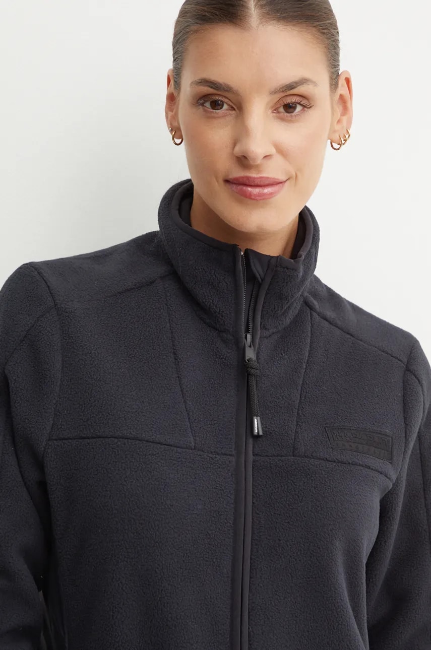 Napapijri hanorac fleece Yupik 2.0 culoarea negru, neted, NP0A4I550411 Napapijri hanorac fleece Yupik 2.0 culoarea negru, neted, NP0A4I550411