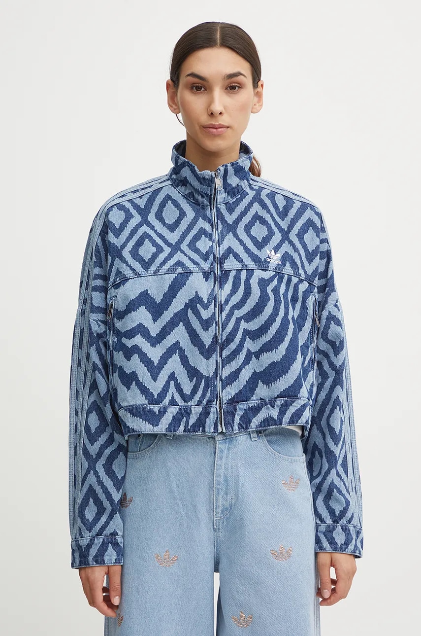 adidas Originals geacă din denim x FARM Rio femei, de tranziție, oversized, IW0793 adidas Originals geacă din denim x FARM Rio femei, de tranziție, oversized, IW0793