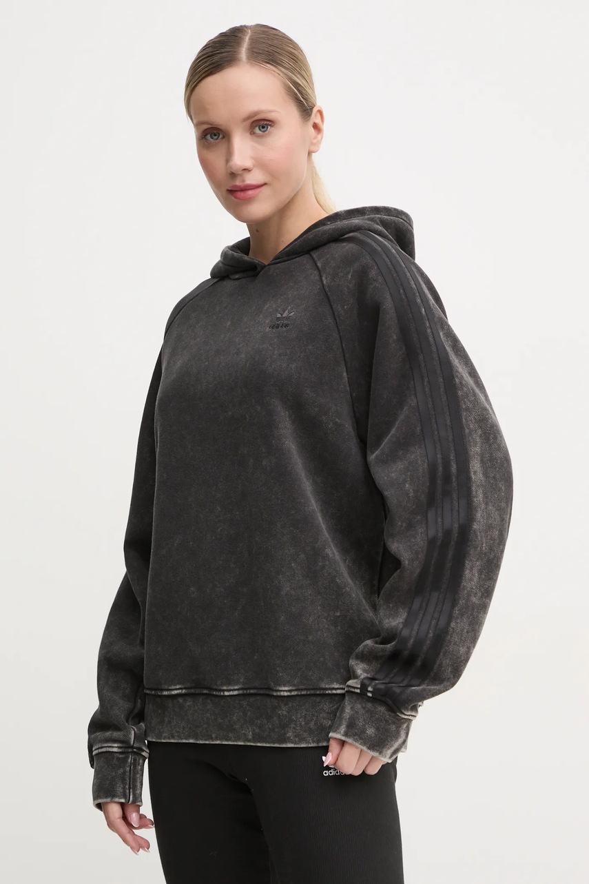

Суичър adidas Originals Wash Hoodie в сиво с качулка с десен IW3415, Сив