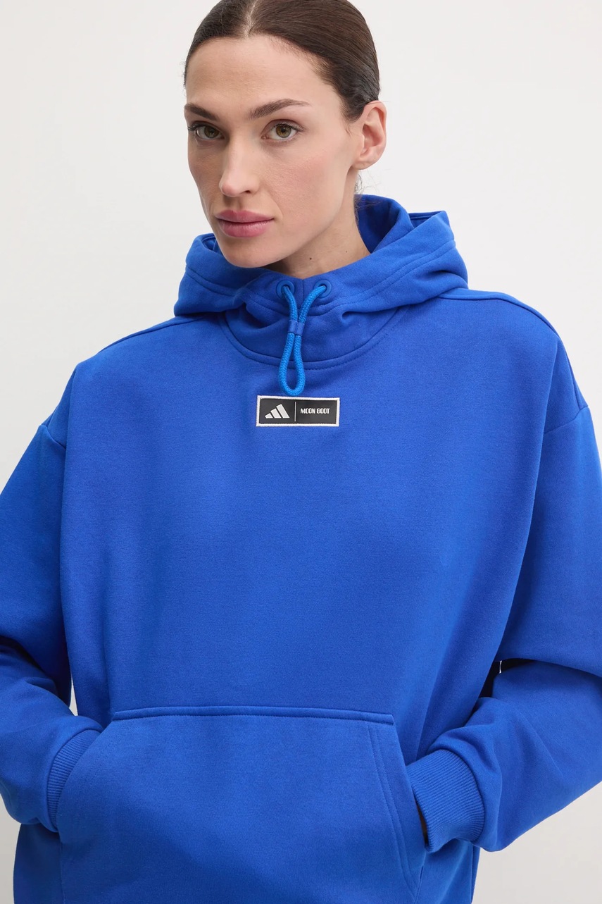 Μπλούζα adidas x Moon Boot χρώμα: μπλε, με κουκούλα, IY8045 φωτογραφία