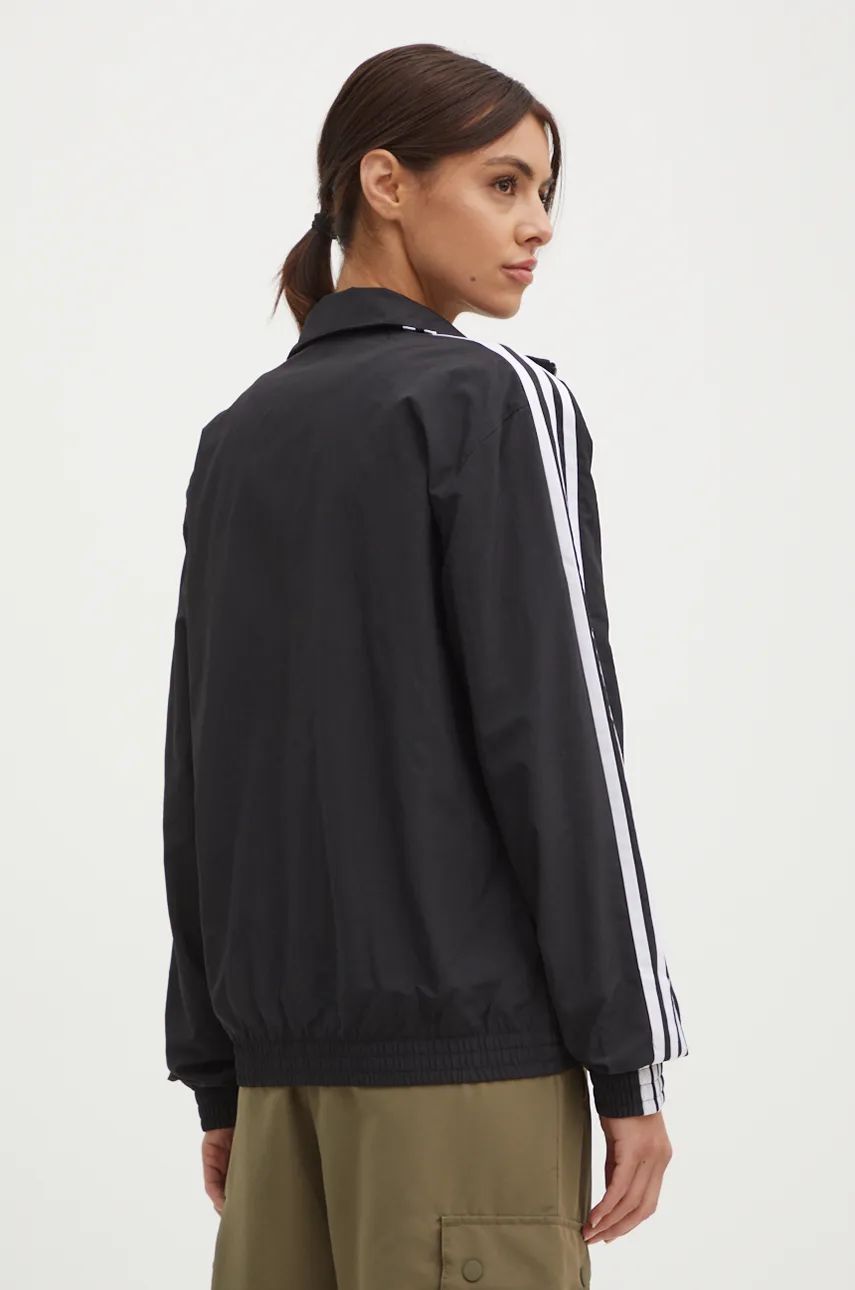 Bunda adidas Originals Woven Tracktop dámská, černá barva, přechodná, oversize, JD5331