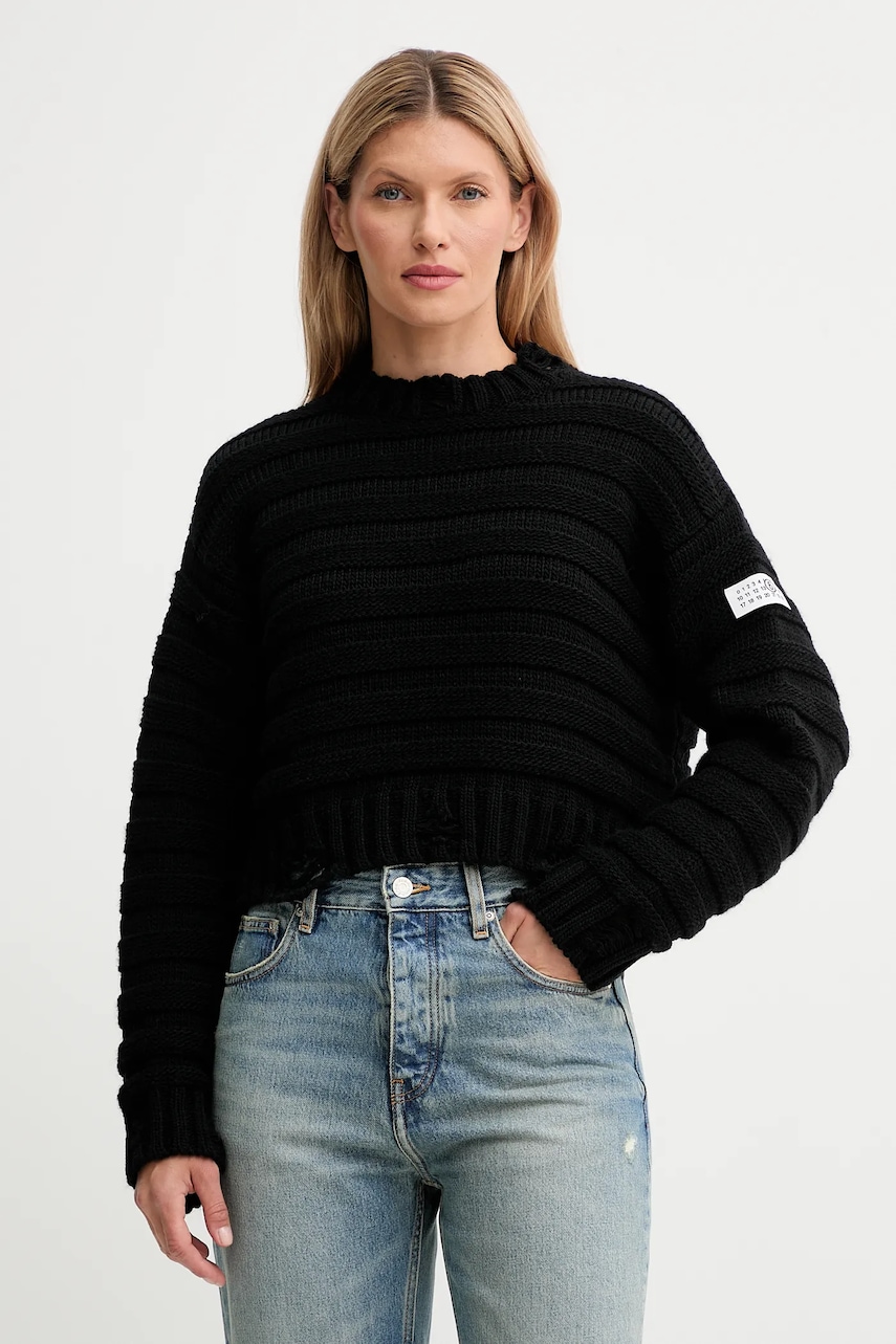 MM6 Maison Margiela pulover de lână femei, culoarea negru, călduros, S52HL0031.M13040