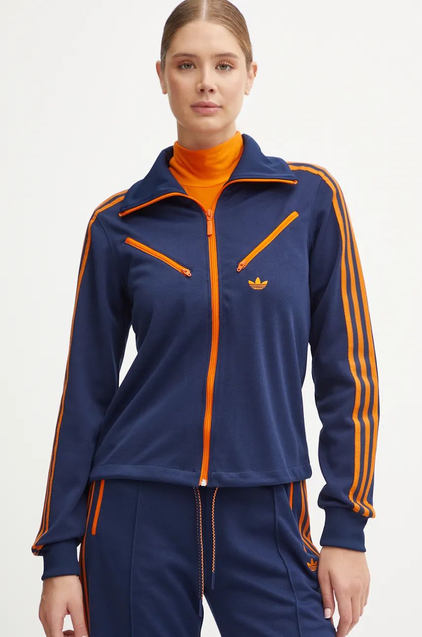 adidas Originals bluza Montreal Tracktop femei, culoarea bleumarin, cu imprimeu, JL9630