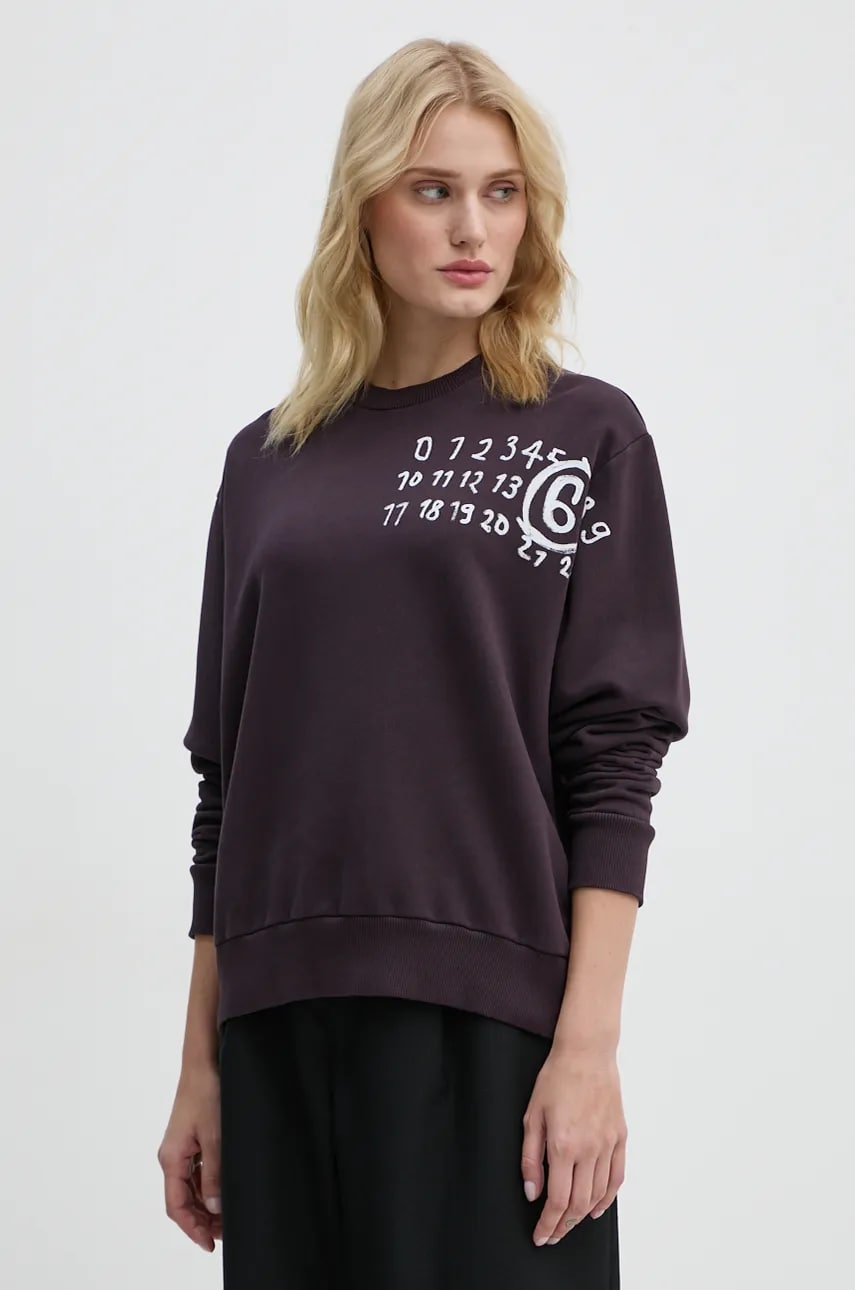 MM6 Maison Margiela hanorac de bumbac femei, culoarea violet, cu imprimeu, S62GU0132.M25004