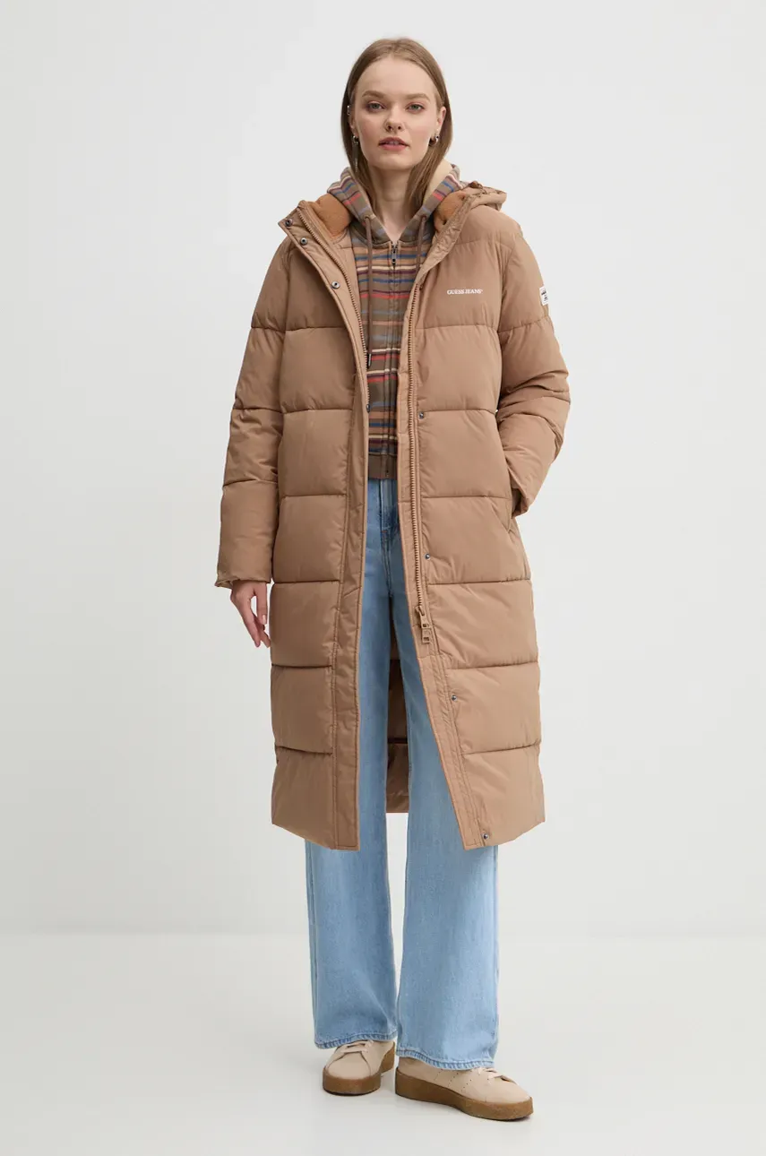 Кофта Guess Originals женская цвет коричневый с капюшоном узор W4BQ00 KC811 Кофта Guess Originals женская цвет коричневый с капюшоном узор W4BQ00 KC811
