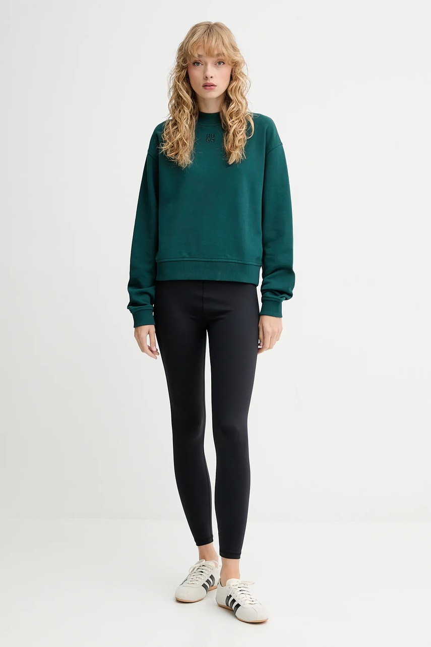 Хлопковая кофта HUGO цвет чёрный однотонная 50527463