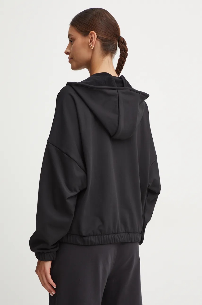 Кофта adidas City Escape жіноча колір чорний з капюшоном однотонна IV7524 