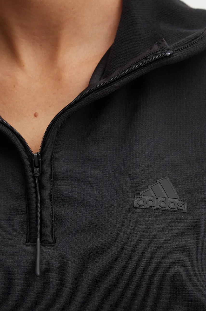 Кофта adidas City Escape жіноча колір чорний з капюшоном однотонна IV7524 