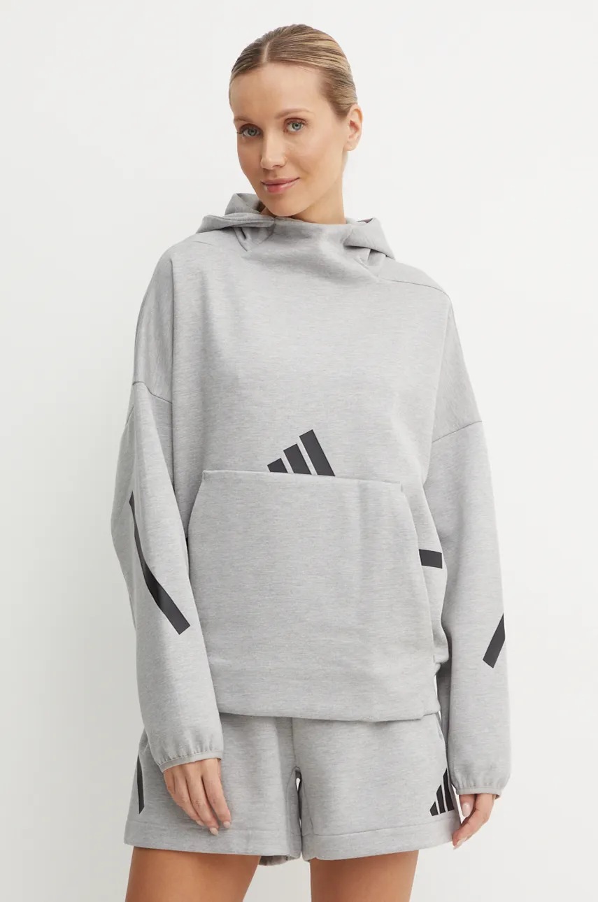 

Суичър adidas ZNE в сиво с качулка с принт JD9592, Сив