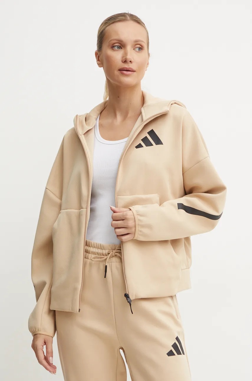 

Суичър adidas ZNE в бежово с качулка с принт JD9594, Бежов