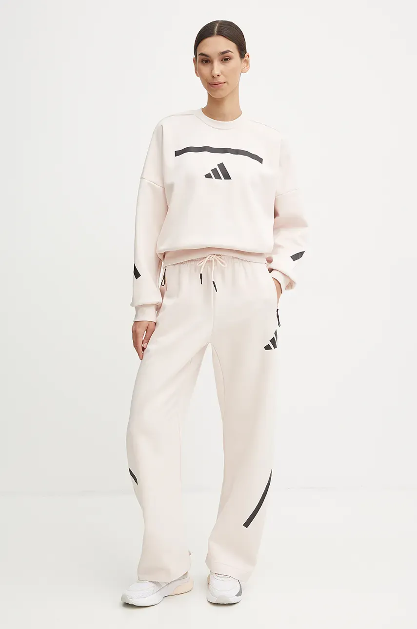 Кофта adidas ZNE женская цвет розовый с принтом JF4783 Кофта adidas ZNE женская цвет розовый с принтом JF4783