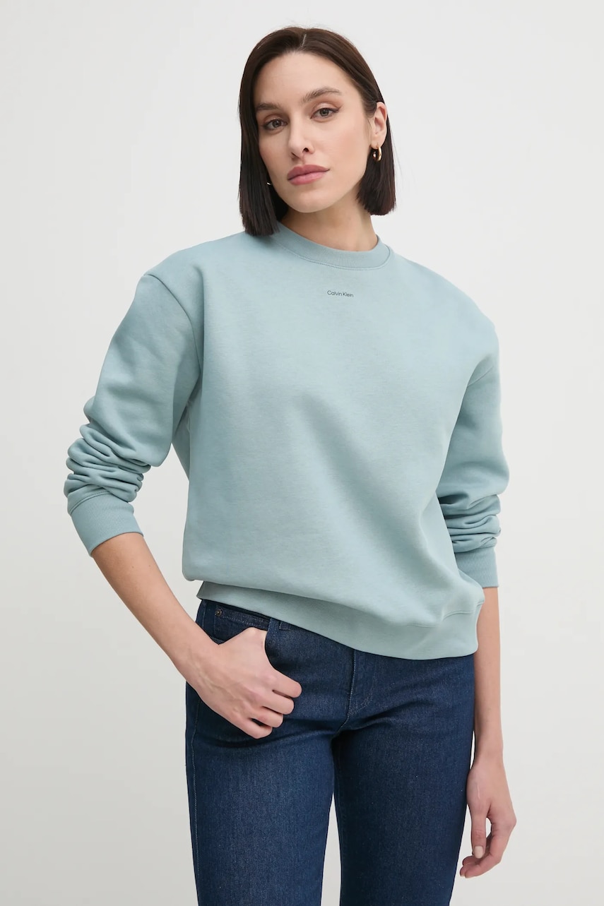 Levně Mikina Calvin Klein dámská, modrá barva, hladká, K20K208329