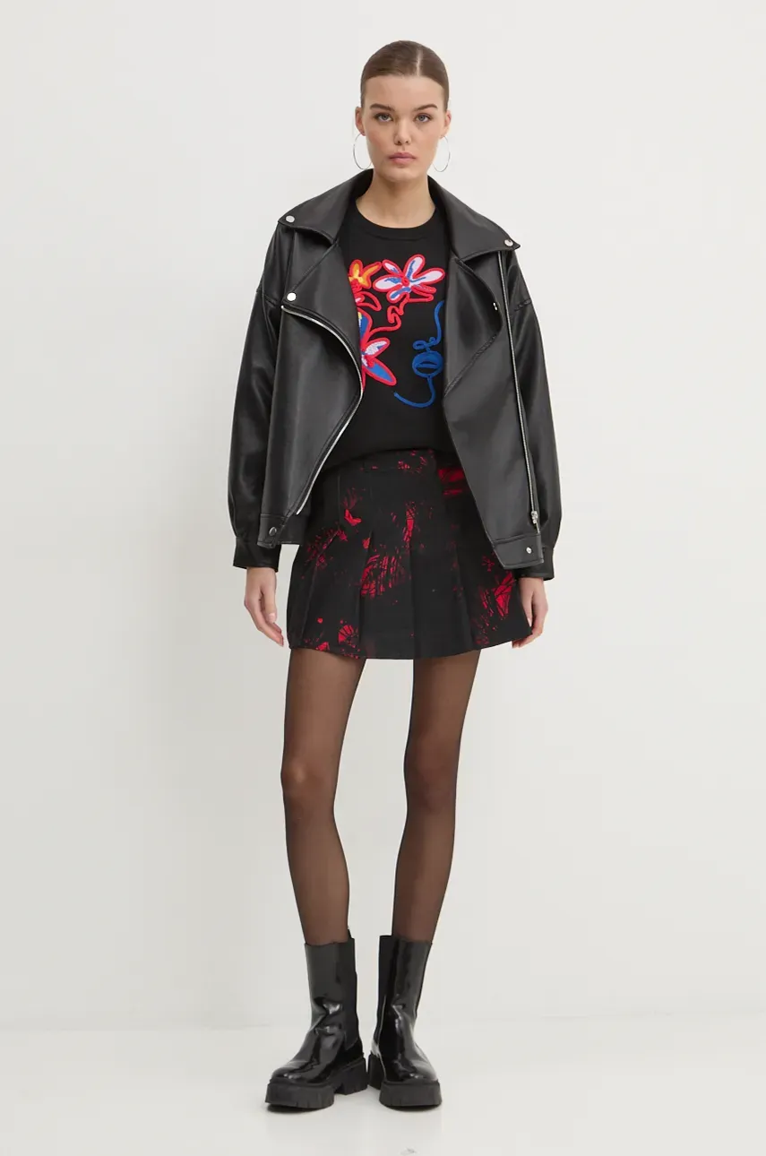 Хлопковая кофта Desigual LADY женская цвет чёрный с аппликацией 24WWSK16 Хлопковая кофта Desigual LADY женская цвет чёрный с аппликацией 24WWSK16