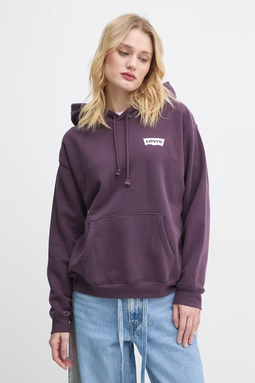 Levi\'s bluza femei, culoarea violet, cu glugă, cu imprimeu, A8801
