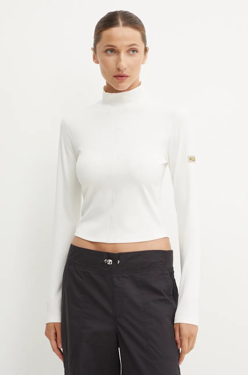 Columbia longsleeve Wallowa femei, culoarea alb, cu turtleneck, 2090931