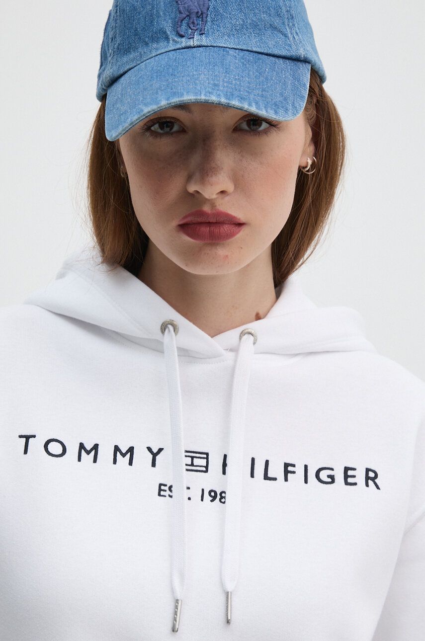 Dukserica Tommy Hilfiger Za žene, Boja: Bijela, S Kapuljačom, S Aplikacijom, WW0WW43598