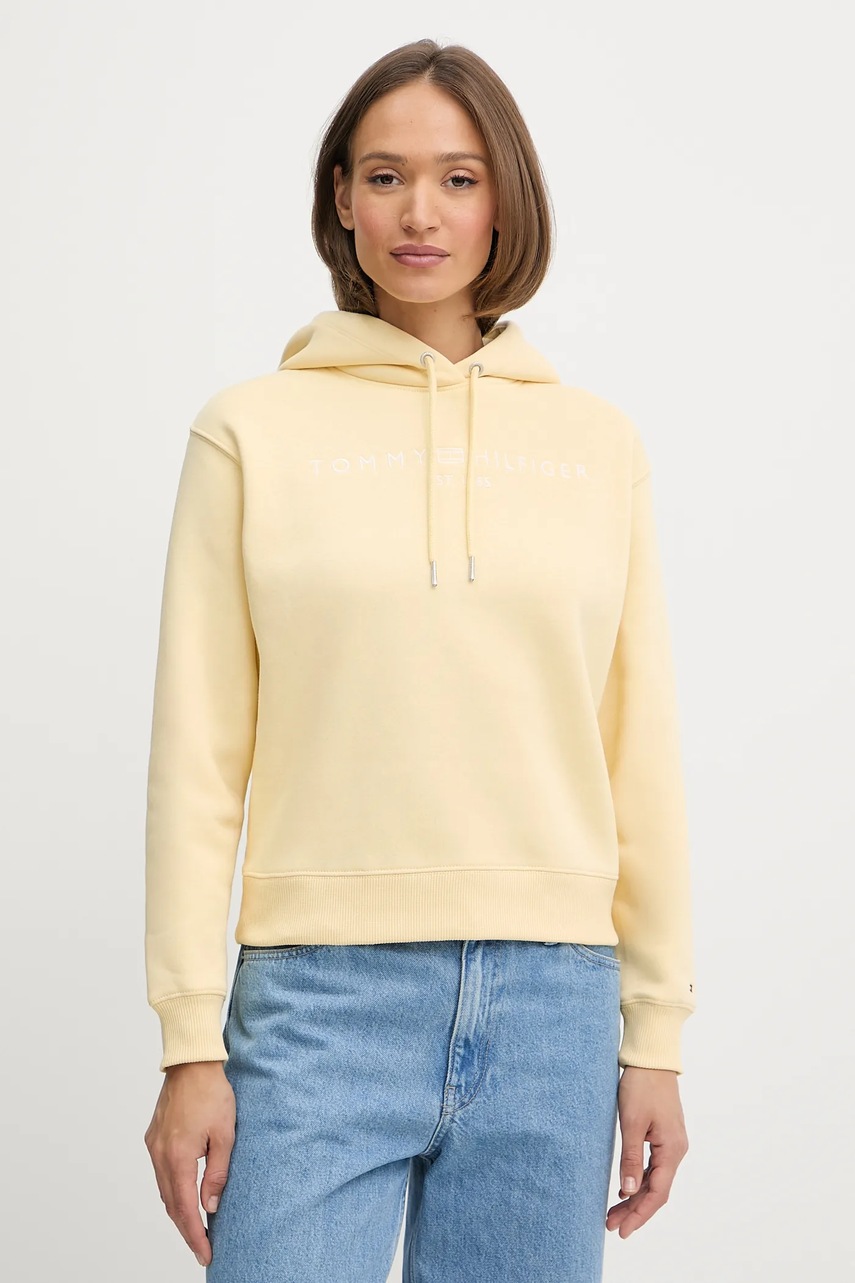 

Суичър Tommy Hilfiger в черно с качулка с апликация WW0WW43598, Жълт