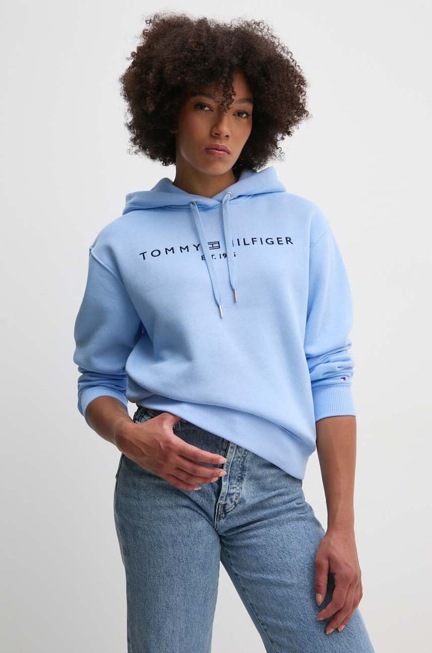 

Суичър Tommy Hilfiger в синьо с качулка с апликация WW0WW43598, Син