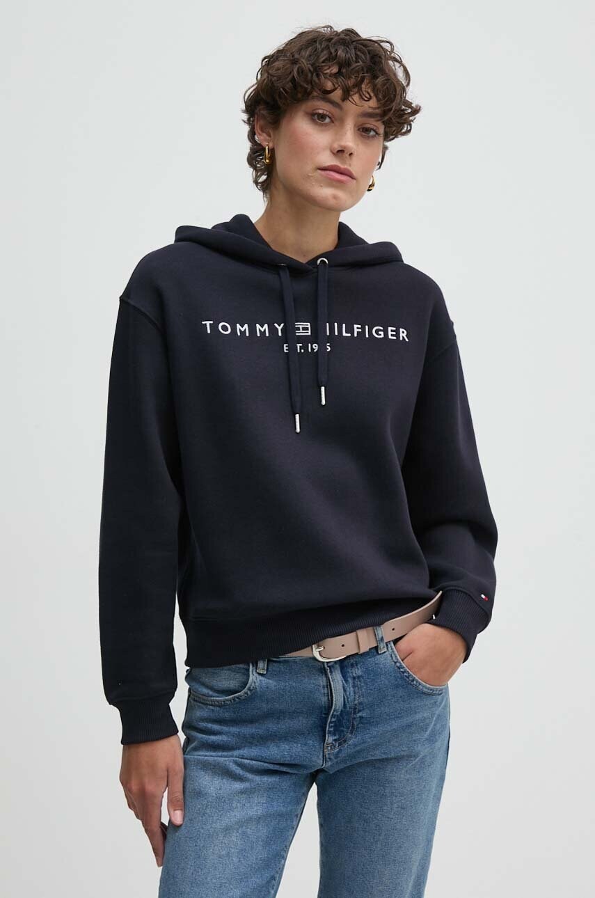 

Суичър Tommy Hilfiger в тъмносиньо с качулка с апликация WW0WW43598, Тъмносин