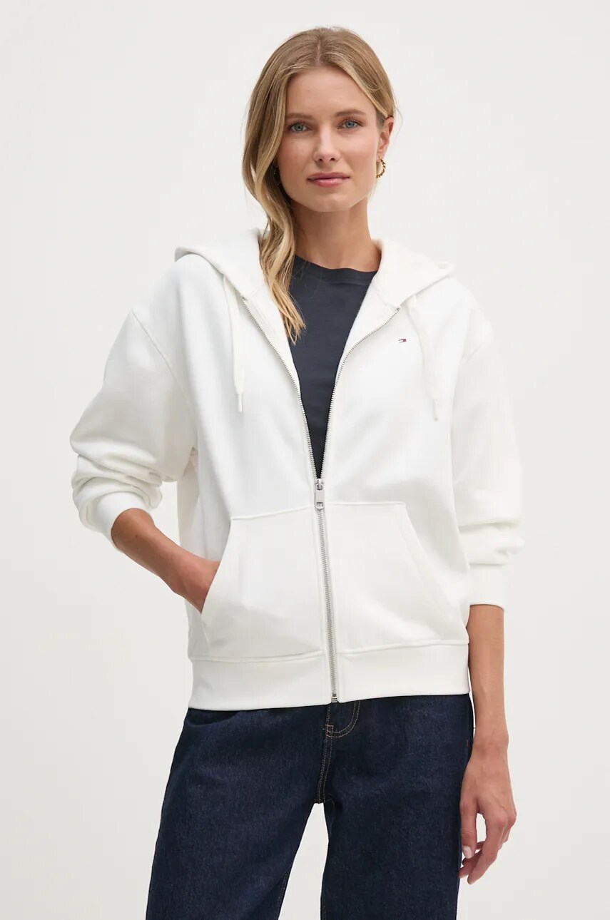 

Суичър Tommy Hilfiger в бяло с качулка с изчистен дизайн WW0WW44166, Бял