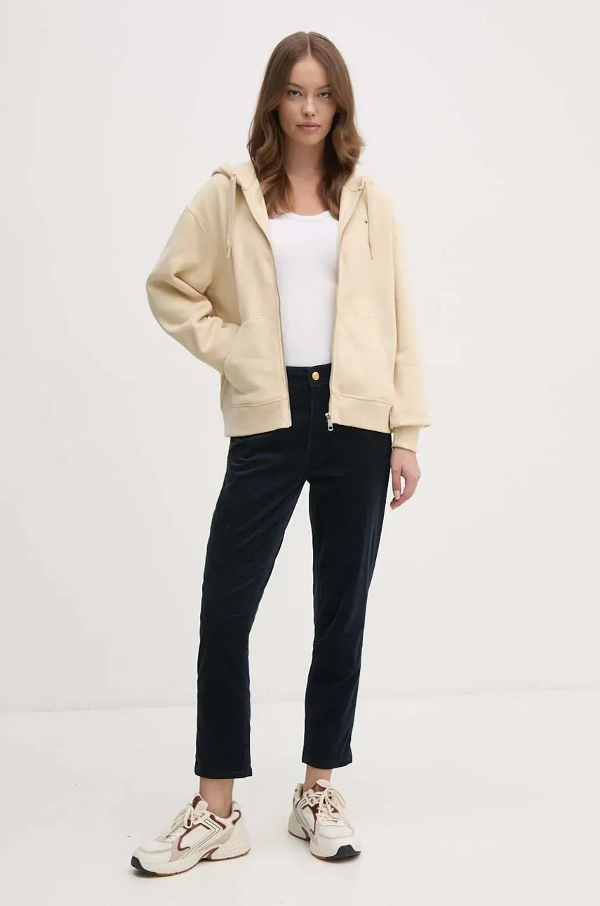 Кофта Tommy Hilfiger женская цвет бежевый с капюшоном однотонная WW0WW44166 Кофта Tommy Hilfiger женская цвет бежевый с капюшоном однотонная WW0WW44166