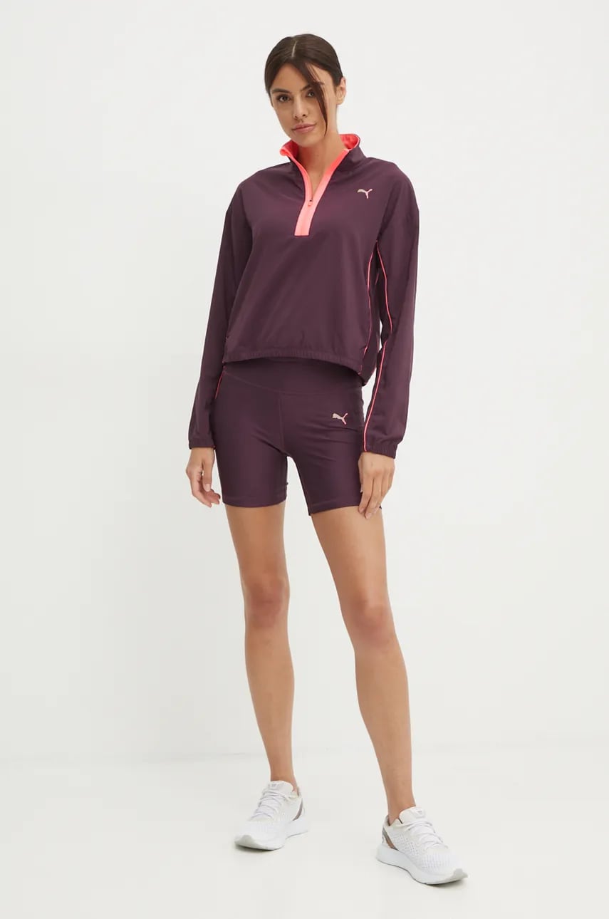 Толстовка для бега Puma For Her цвет фиолетовый с аппликацией 525743 Толстовка для бега Puma For Her цвет фиолетовый с аппликацией 525743