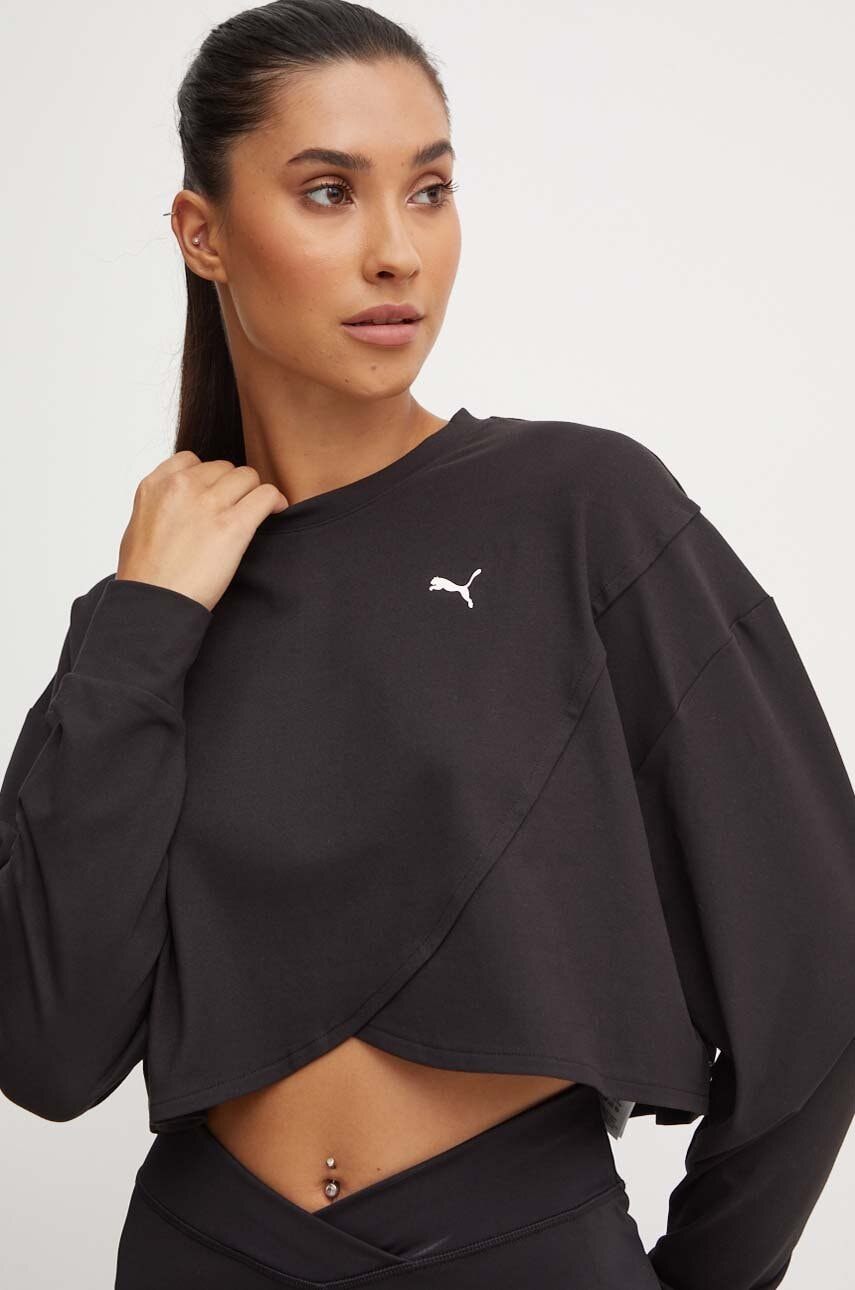 Puma hanorac de antrenament Cloudspun culoarea negru, neted, 525879 Puma hanorac de antrenament Cloudspun culoarea negru, neted, 525879