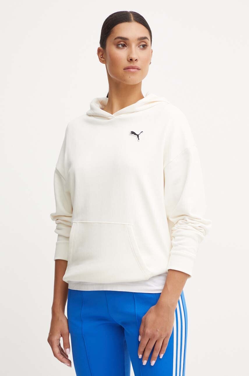 

Памучен суичър Puma в бежово с качулка с изчистен дизайн 676804, Бежов