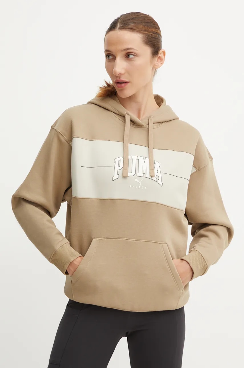 Puma bluza femei, culoarea verde, cu glugă, modelator, 681540 Puma bluza femei, culoarea verde, cu glugă, modelator, 681540