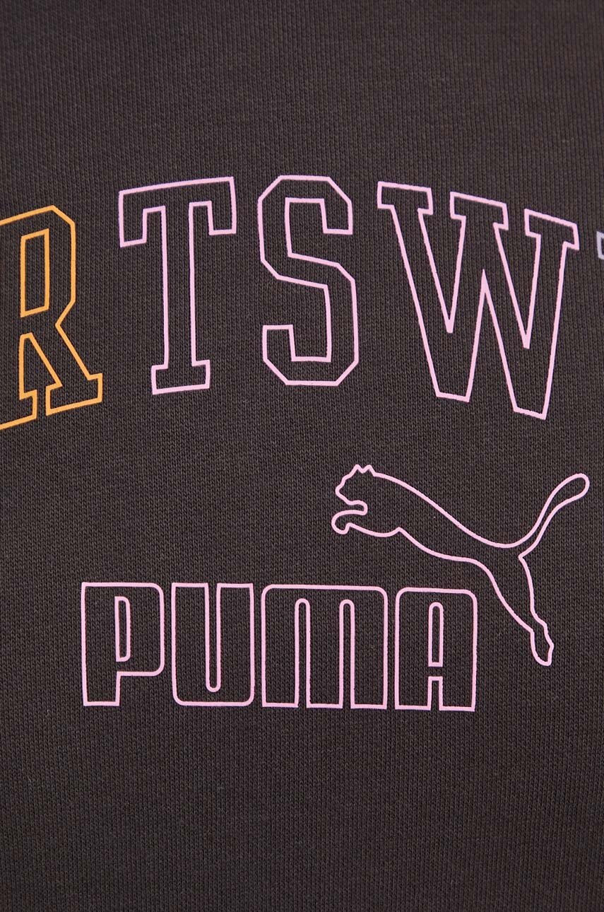 Кофта Puma жіноча колір чорний з капюшоном з принтом 682987 