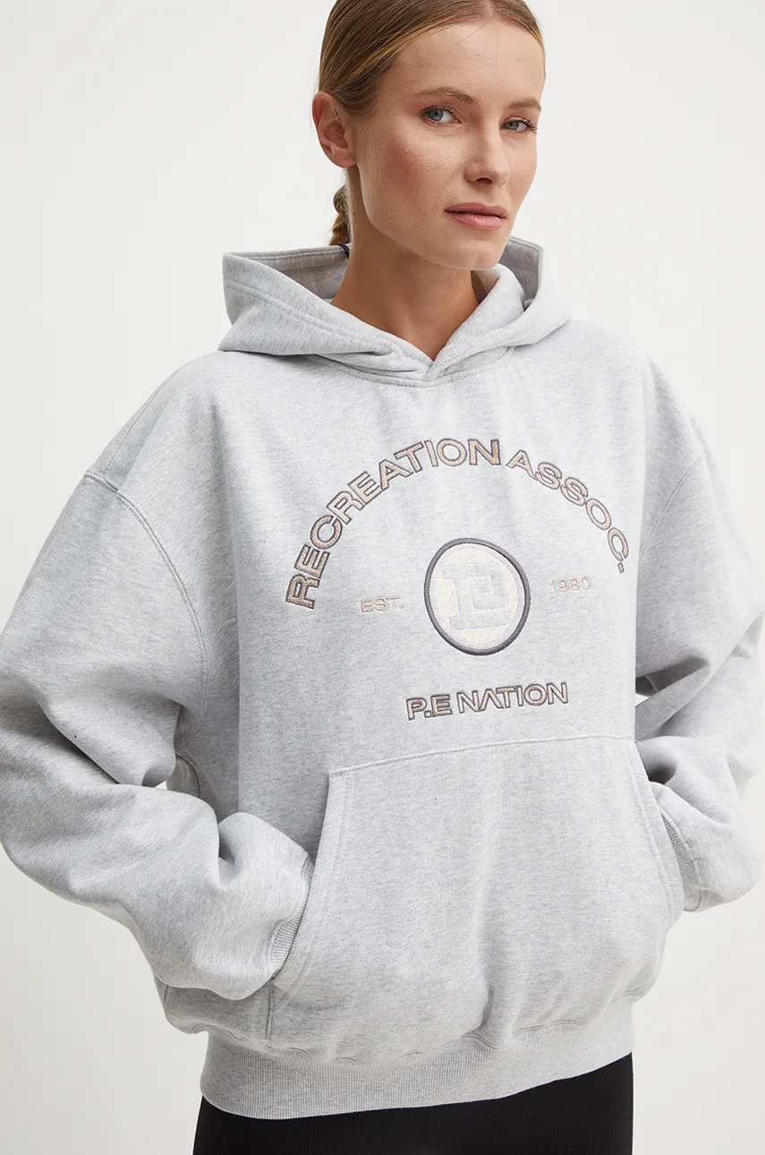 

Суичър P.E Nation Outfield Hoodie в сиво с качулка с меланжов десен 243H396, Сив