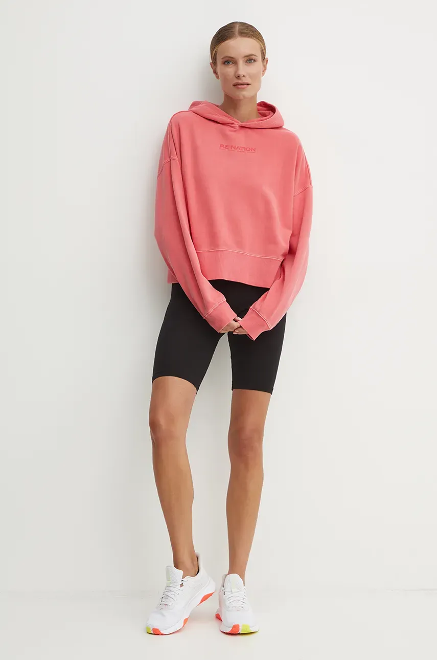 Хлопковая кофта P.E Nation Transition Hoodie женская цвет красный с капюшоном однотонная 243H398 Хлопковая кофта P.E Nation Transition Hoodie женская цвет красный с капюшоном однотонная 243H398