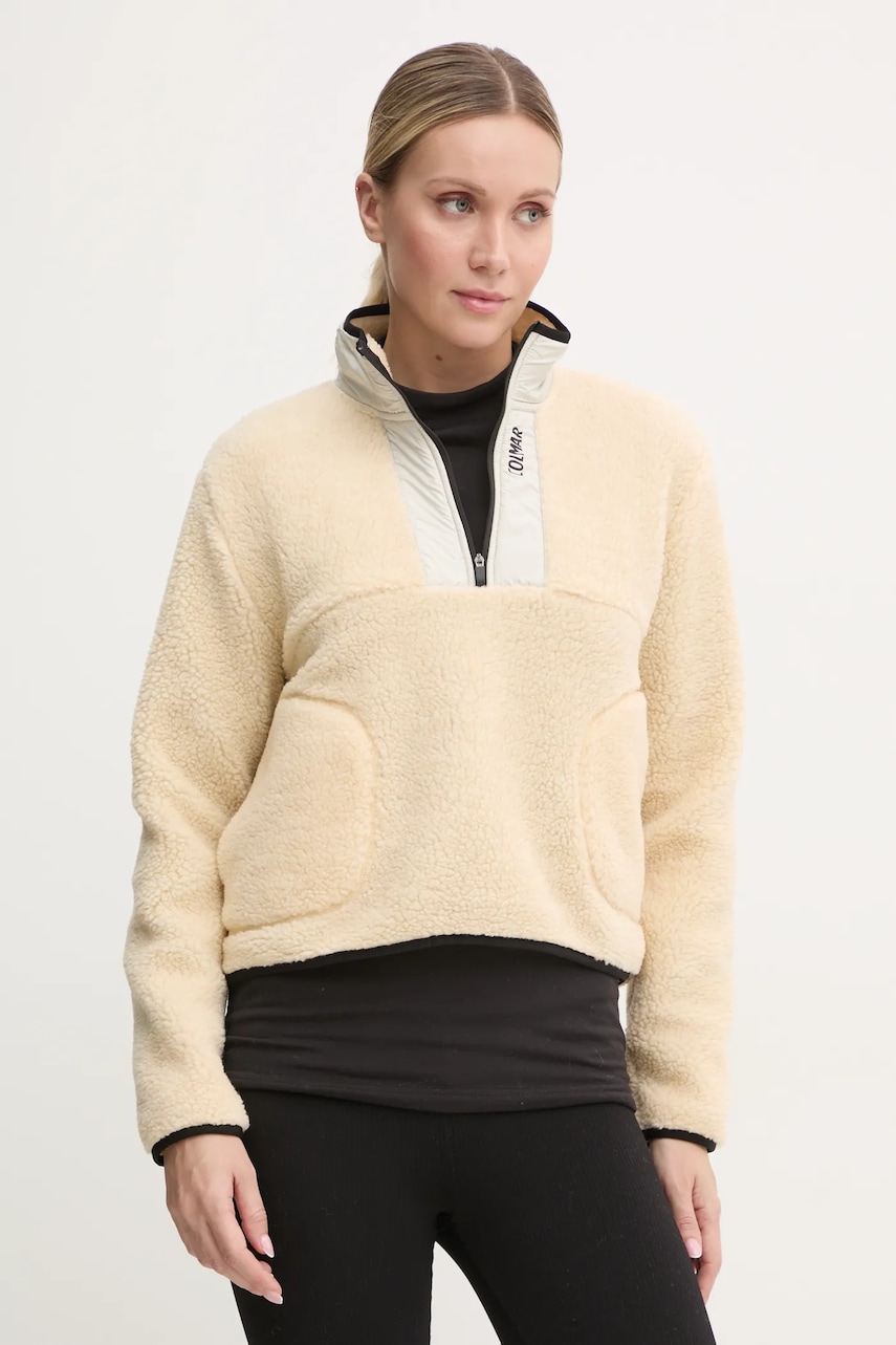 Colmar hanorac fleece culoarea bej, neted, 9349.5XY Colmar hanorac fleece culoarea bej, neted, 9349.5XY