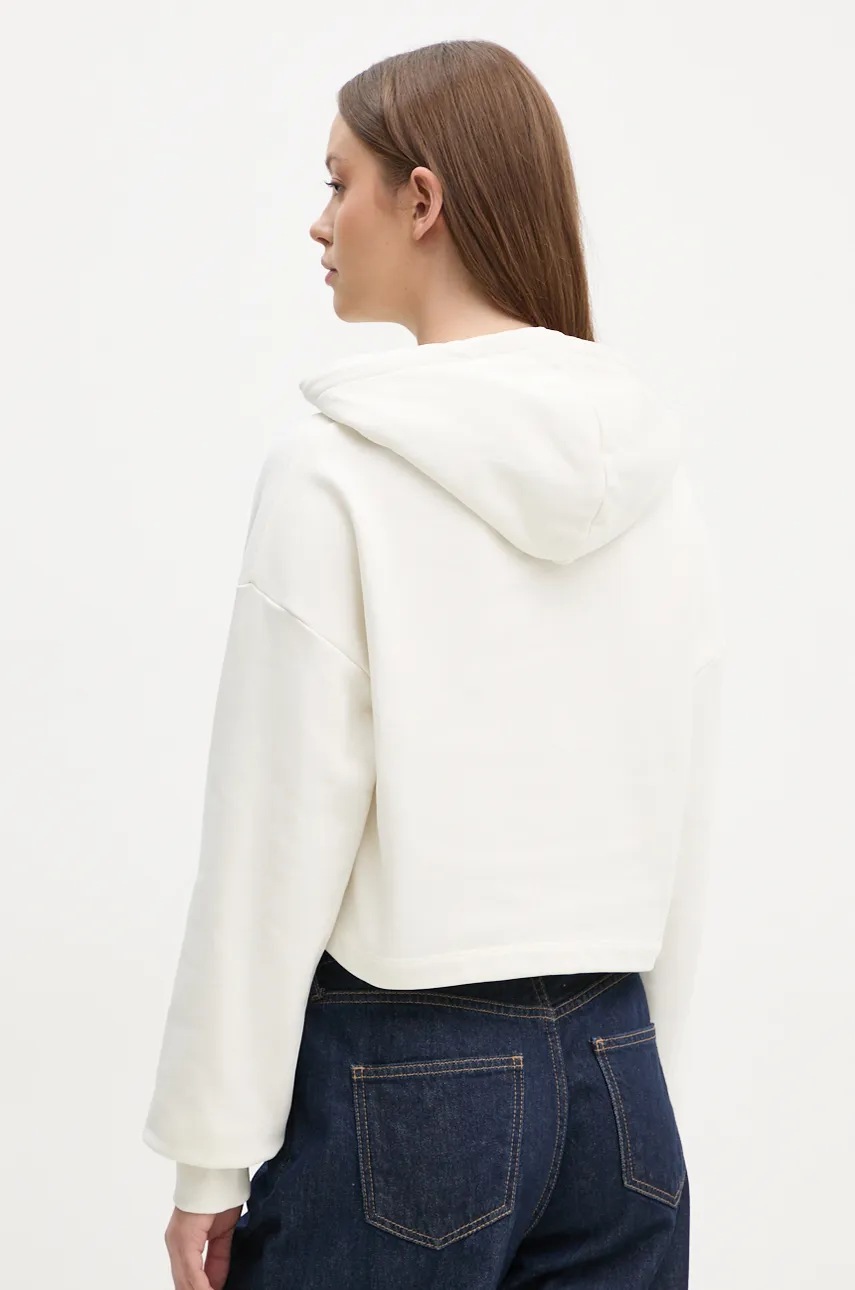 Βαμβακερή μπλούζα Calvin Klein Jeans γυναικεία, χρώμα: μπεζ, με κουκούλα, J20J224168 φωτογραφία