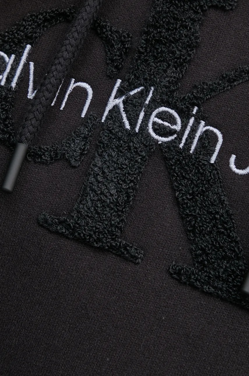 Бавовняна кофта Calvin Klein Jeans жіноча колір чорний з капюшоном з аплікацією J20J224170 