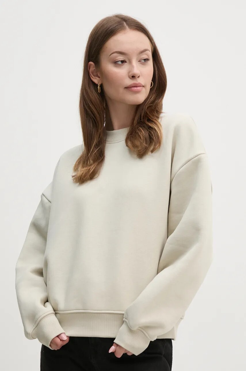 Levně Mikina Calvin Klein Jeans dámská, béžová barva, hladká, J20J224656