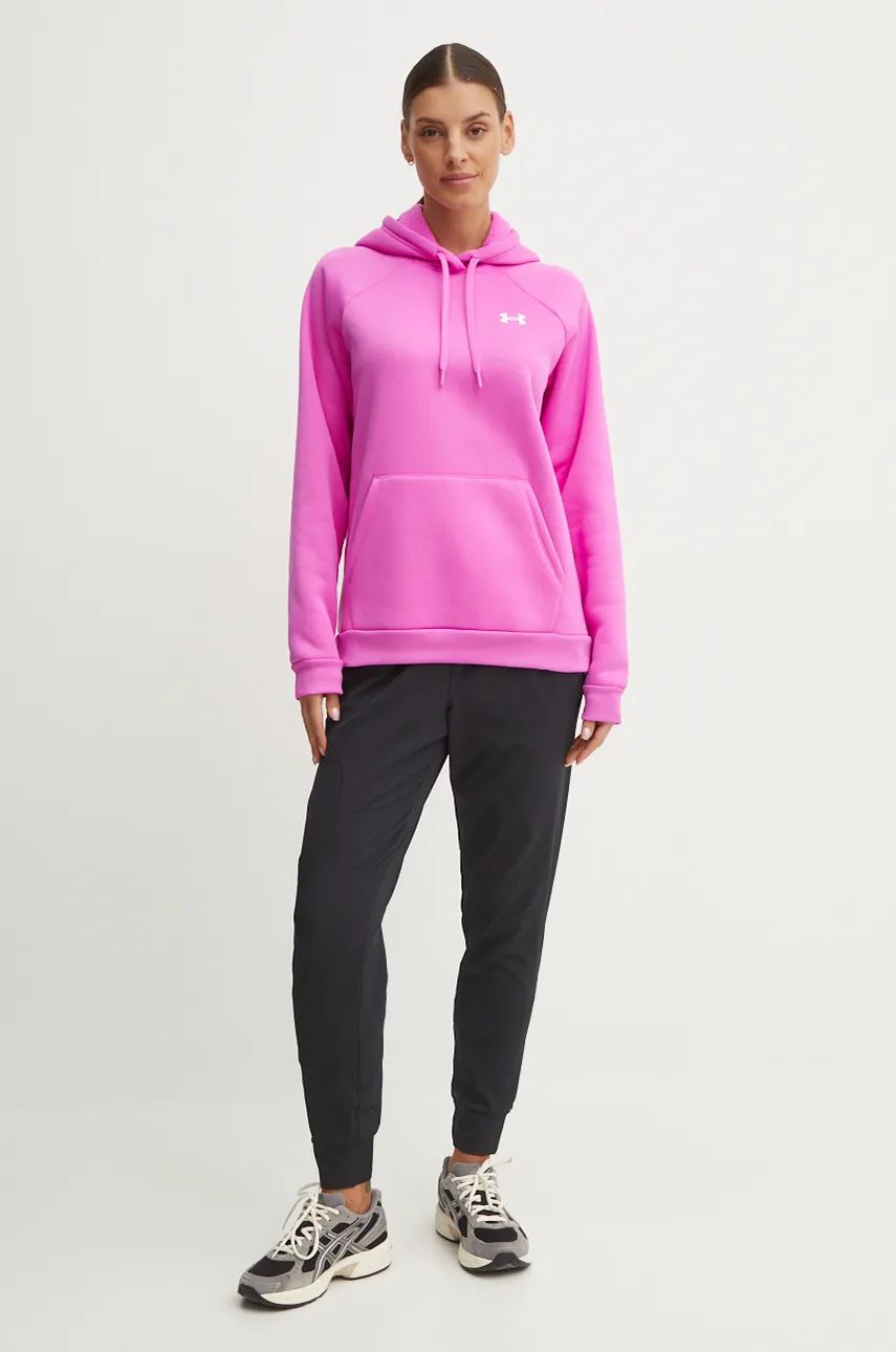 Dukserica Under Armour Armour Fleece za žene, boja: ružičasta, s kapuljačom, bez uzorka, 1386507