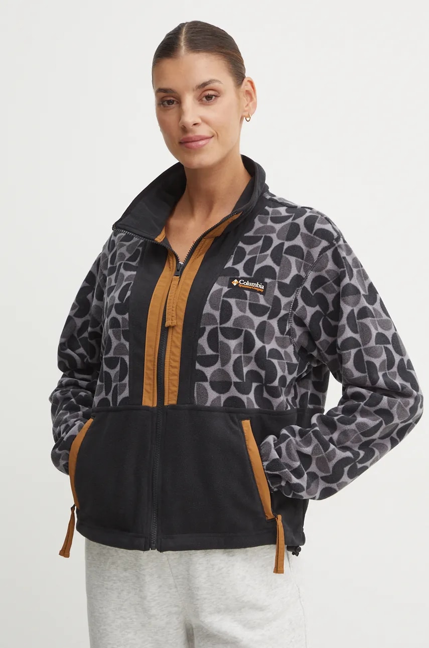 Columbia hanorac fleece Backbowl II Printed FZ culoarea negru, modelator, 2098513
