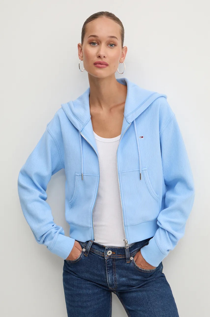 

Суичър Tommy Jeans в синьо с качулка с изчистен дизайн DW0DW18763, Син