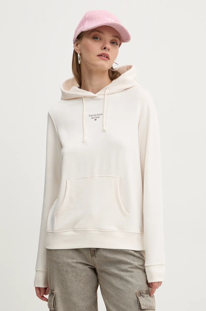 

Суичър Tommy Jeans в бежово с качулка с изчистен дизайн DW0DW19712, Бежов