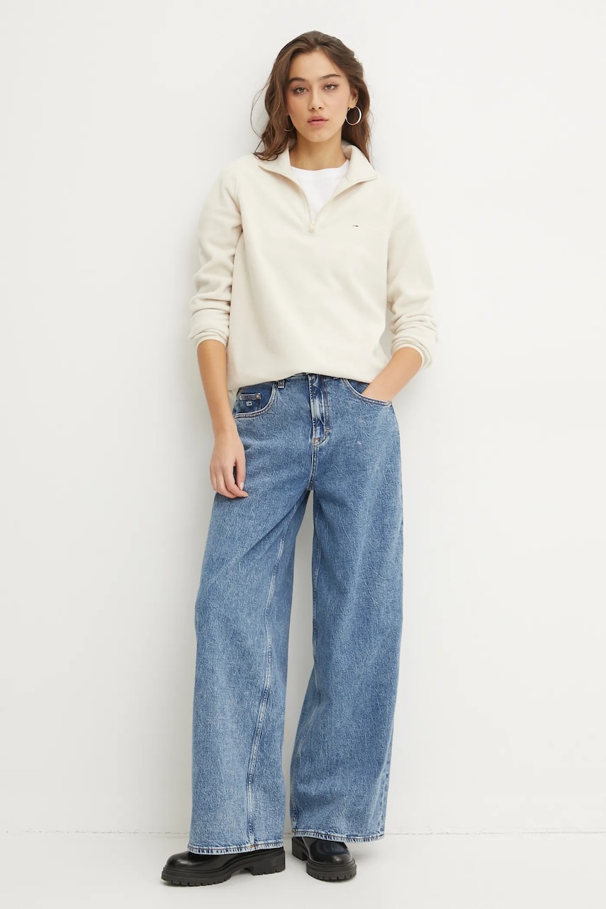 Кофта Tommy Jeans женская цвет бежевый однотонная DW0DW19751 Кофта Tommy Jeans женская цвет бежевый однотонная DW0DW19751