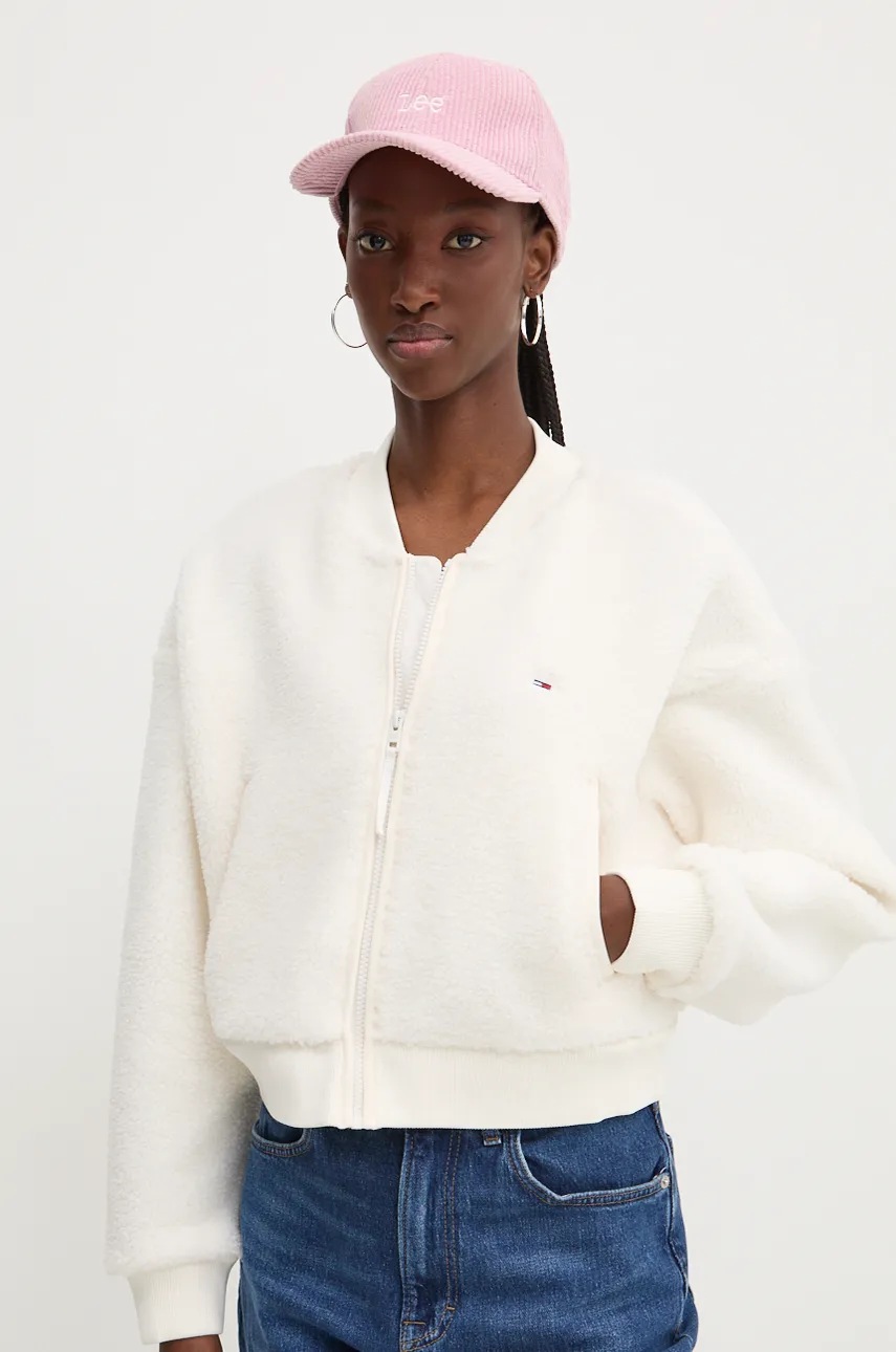 

Поларен суичър Tommy Jeans в бежово с изчистен дизайн DW0DW19825, Бежов