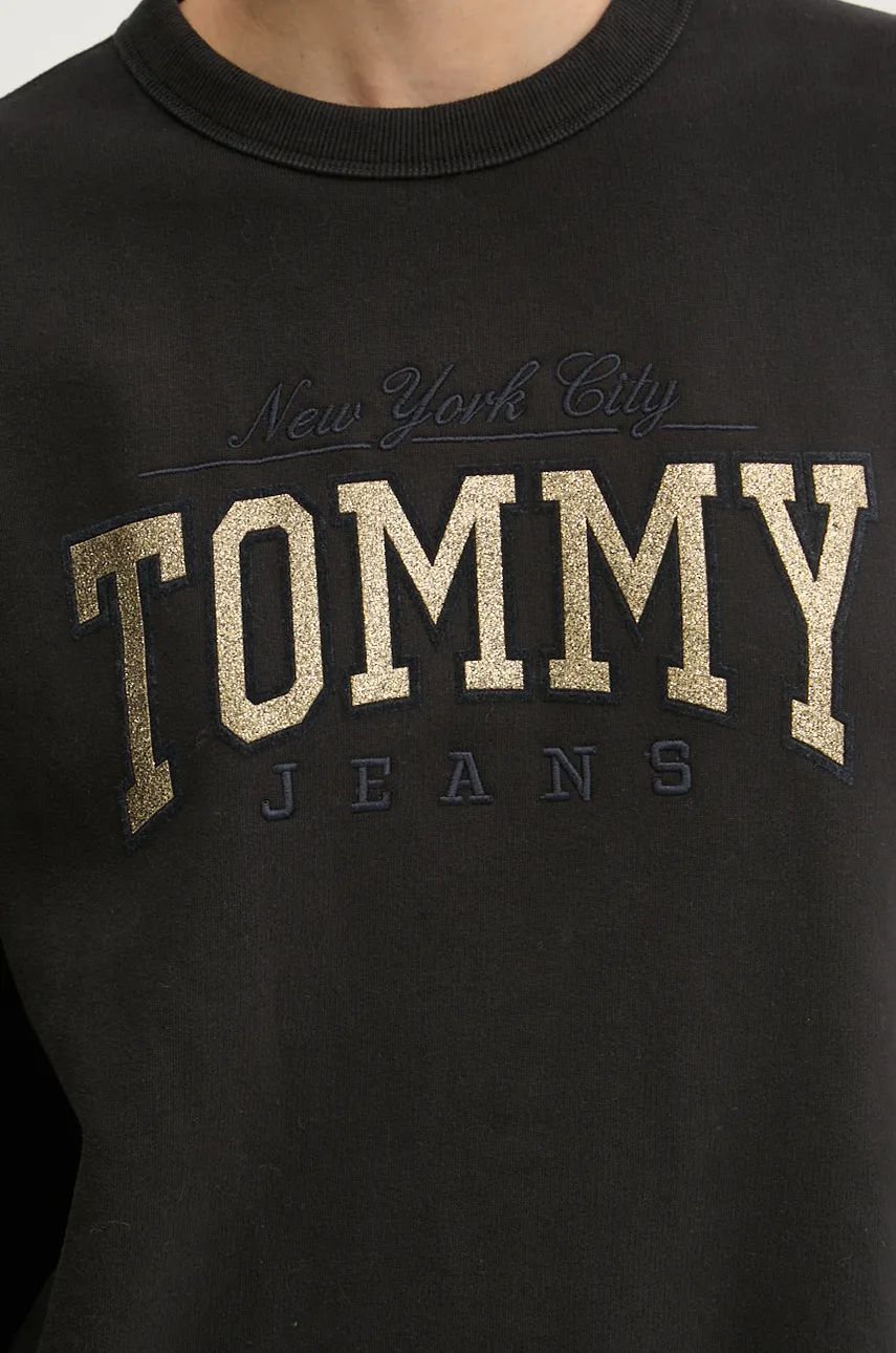 Dukserica Tommy Jeans za žene, boja: crna, s tiskom, DW0DW19845